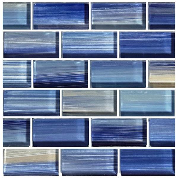 Glass Pool Mosaic Tile Silver Blend 1x2