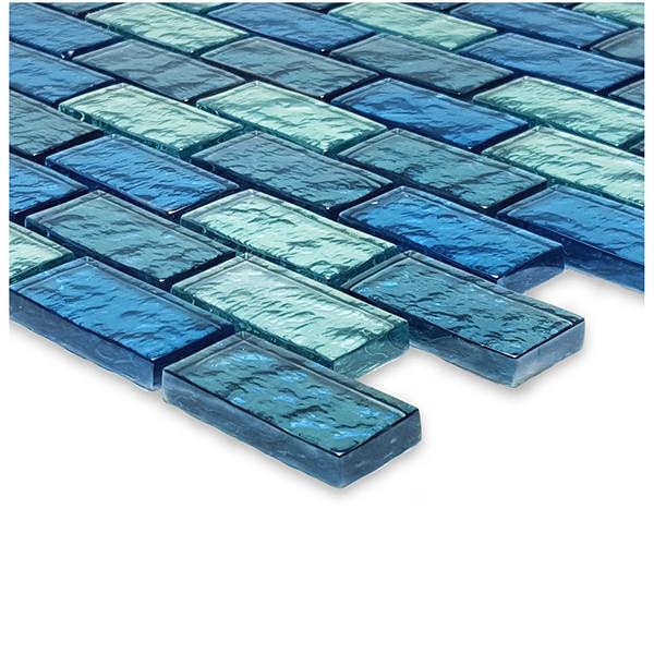 Glass Pool Mosaic Tile Blue Blend 1x2