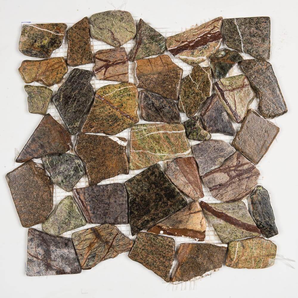 Mosaic Dining Table Color of Natural Stone Geometric Design 