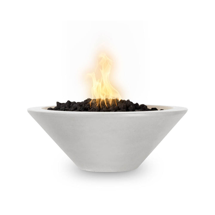 24" Cazo Fire Bowl | GFRC Concrete Fire Feature by TOP - Limestone