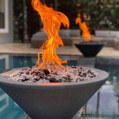 24" Cazo Fire Bowl | GFRC Concrete Fire Feature by TOP