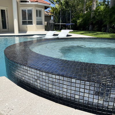 Black 1" x 1" Glass Mosaic Tile for Pools | AquaBlu Mosaics