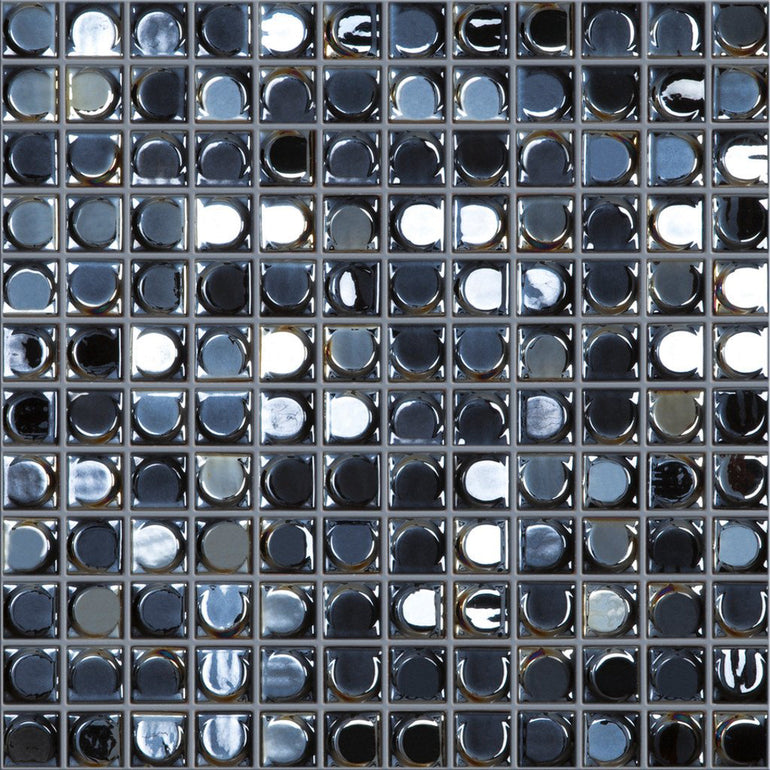 BLACK IRIDESCENT 780 • Titanium Collection by Vidrepur • Recycled Mosaic 1  x 1 Glass Tiles - World Class Tiles