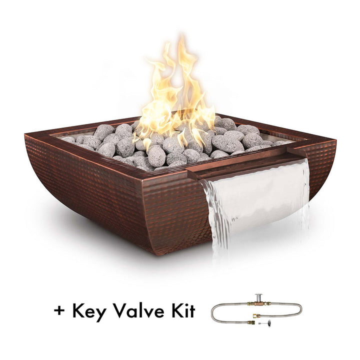 Avalon Square Copper Fire and Water Bowl Feature with Key Valve| The Outdoor Plus 