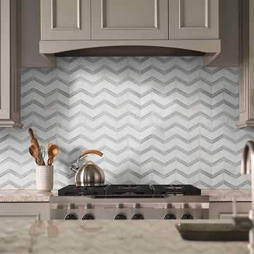 Bianco Dolomite Chevron | Natural Stone Tile for Kitchen and Bath