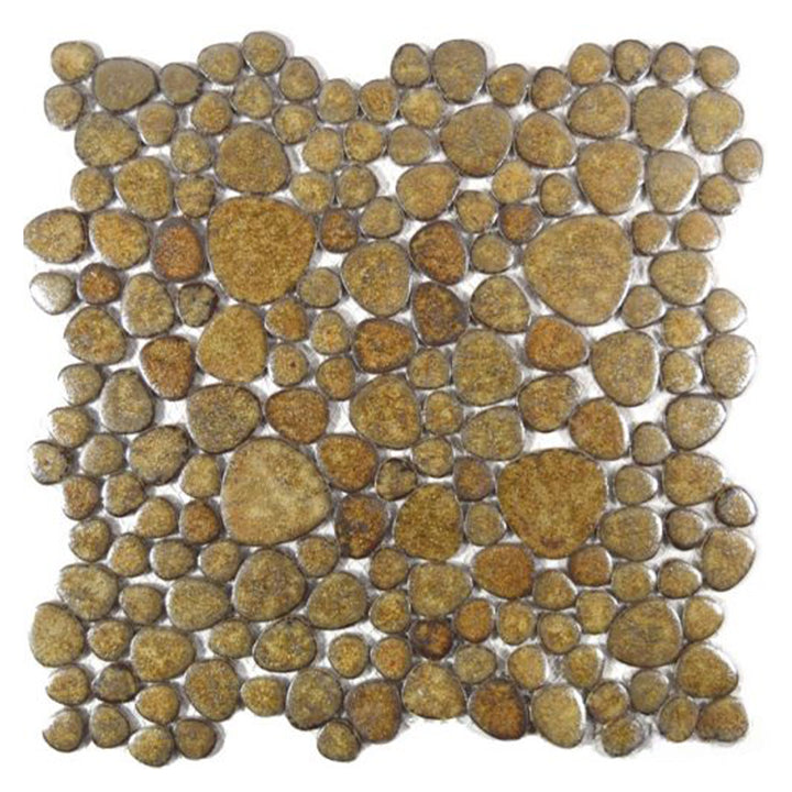 PEBBLE-90 - Bronze, Mixed - Porcelain Pool Tile - Fujiwa