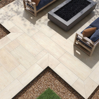 Caldera Blanca, 16" x 47" | 2CM Outdoor Porcelain Paver by MSI