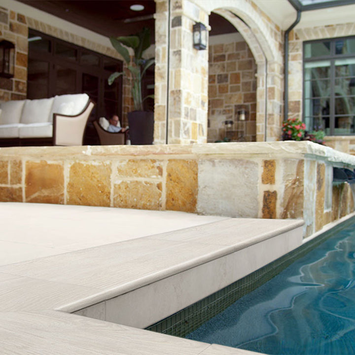 Caldera Blanca, 13" x 24" | 2CM Porcelain Pool Coping by MSI