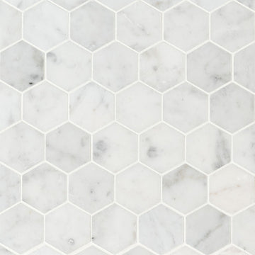 Carrara White, 2" Hexagon Mosaic | Stone Tile for Kitchen and Bath