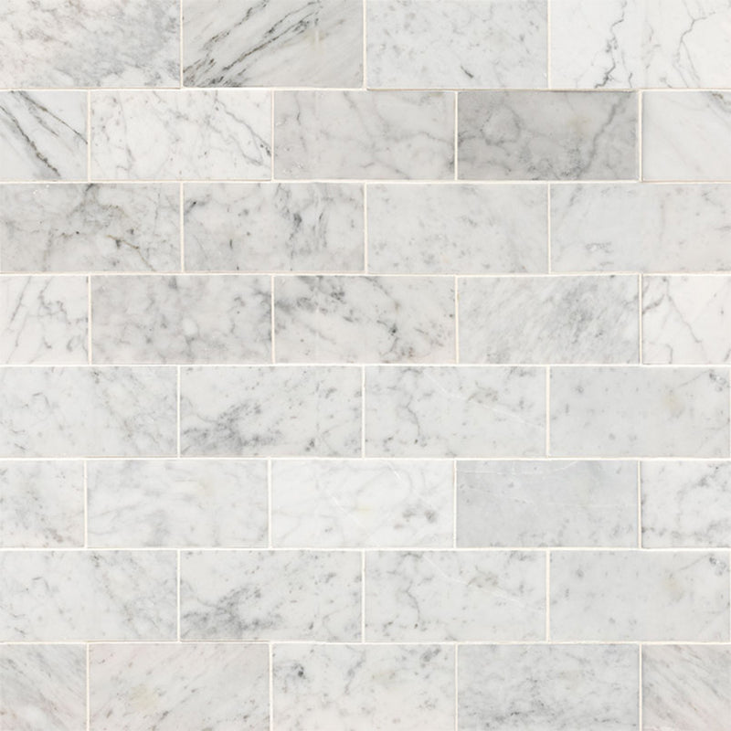 Carrara White Marble, 3" x 6" | Stone Tile for Kitchen and Bath