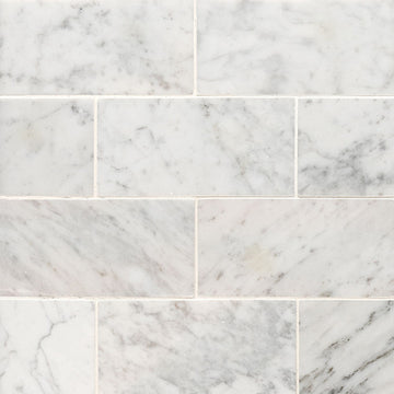 Carrara White Marble, 3" x 6" | Stone Tile for Kitchen and Bath