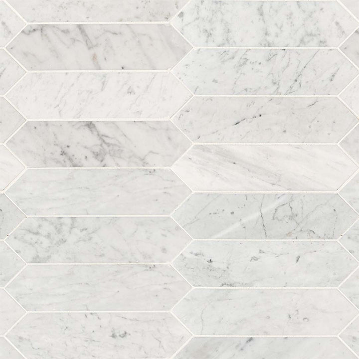 Carrara White Marble, 3" x 12" Picket | Stone Tile for Kitchen and Bath