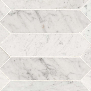 Carrara White Marble, 3" x 12" Picket | Stone Tile for Kitchen and Bath