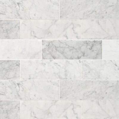 Carrara White Marble, 4" x 12" | Stone Tile for Kitchen and Bath