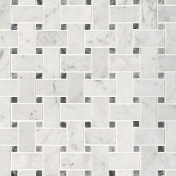 Carrara White Basketweave Pattern | Stone Tile for Kitchen and Bath