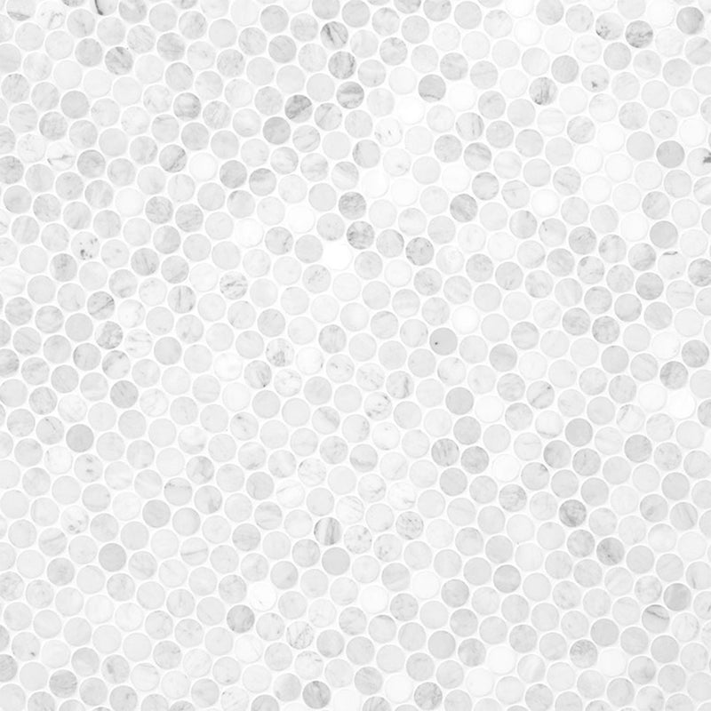 Carrara White Penny Round Mosaic | Stone Tile for Kitchen and Bath