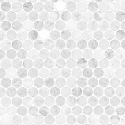 Carrara White Penny Round Mosaic | Stone Tile for Kitchen and Bath