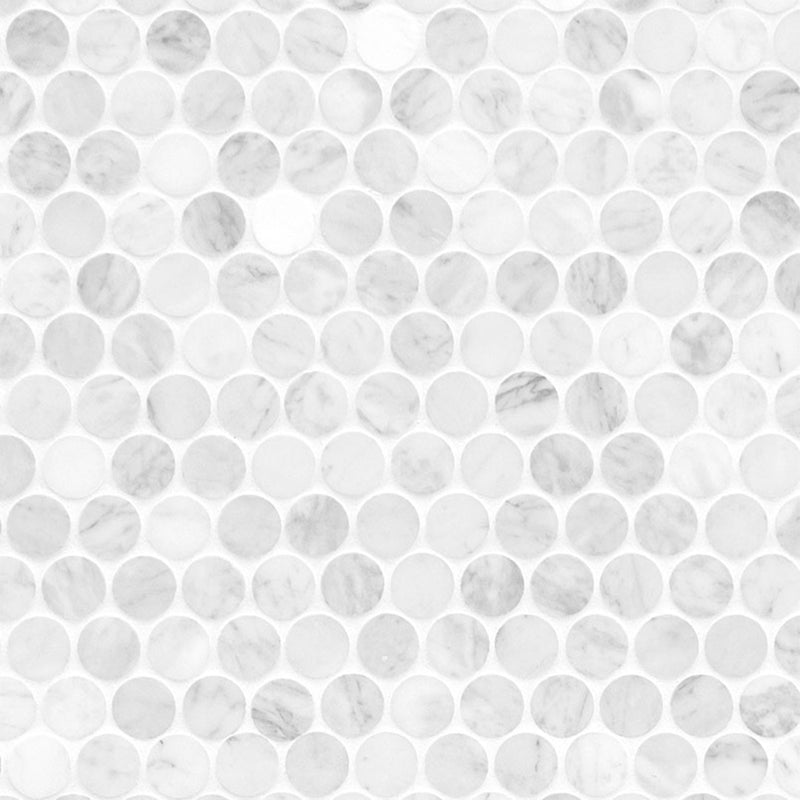 Carrara White Penny Round Mosaic | Stone Tile for Kitchen and Bath