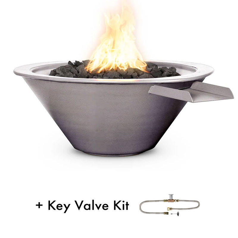 Cazo 24" Metal Fire and Water Bowl Feature with key valve kit | The Outdoor Plus - Pewter