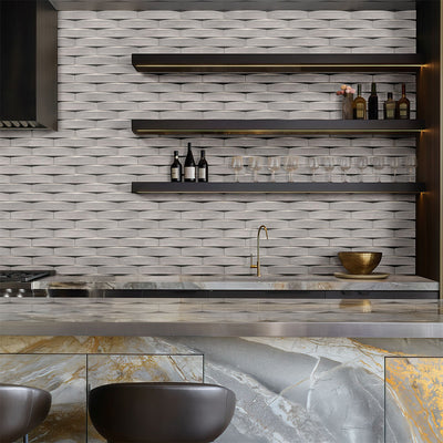 Convex Ash, 2" x 10" Ceramic Tile | 3D Backsplash & Bathroom Tile