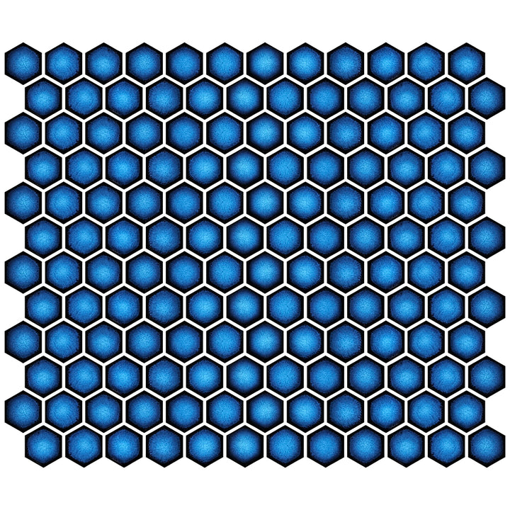 Hex Crystal Blue, Hexagon Mosaic - Porcelain Tile