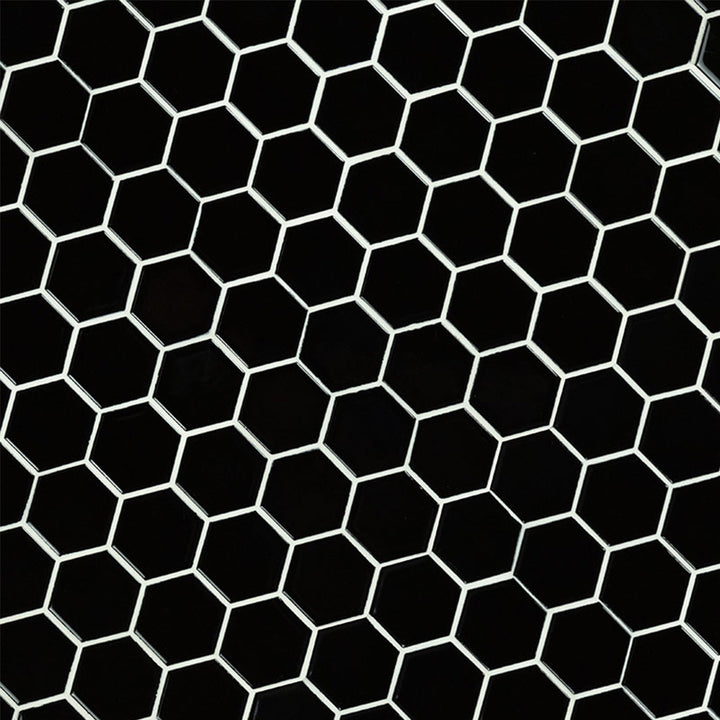 Domino Black, Hexagon Mosaic | Porcelain Kitchen & Bath Tile by MSI