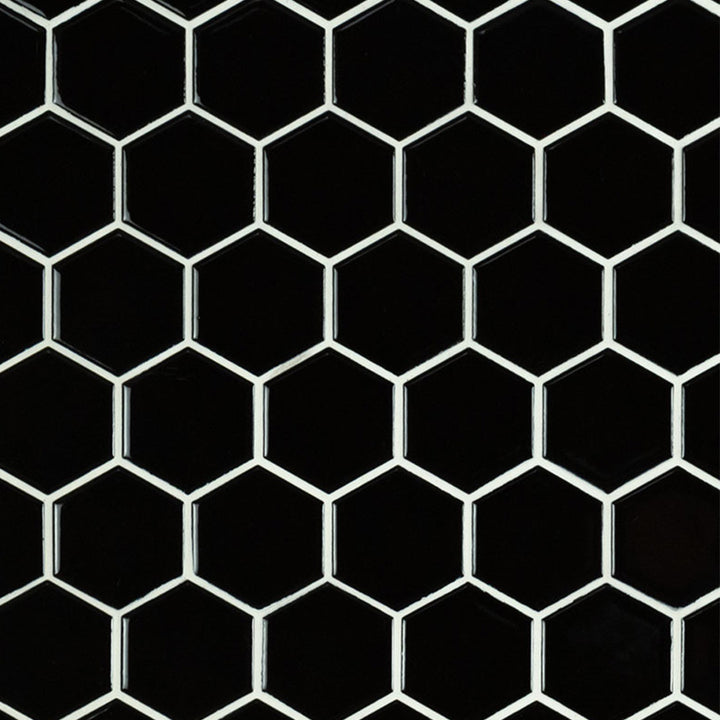 Domino Black, Hexagon Mosaic | Porcelain Kitchen & Bath Tile by MSI