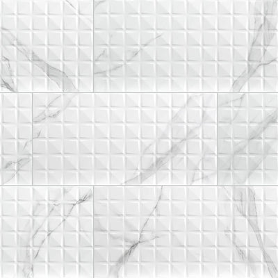 Dymo Statuary Chex White, 12" x 24" Ceramic Tile | Backsplash Tile