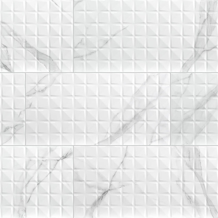 Dymo Statuary Chex White, 12" x 24" Ceramic Tile | Backsplash Tile