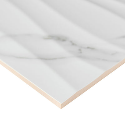 Dymo Statuary Wavy White, 12" x 24" Ceramic Tile | Backsplash Tile