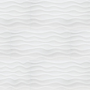 Dymo Statuary Wavy White, 12" x 24" Ceramic Tile | Backsplash Tile