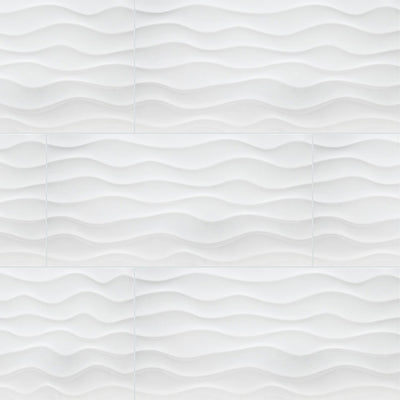 Dymo Statuary Wavy White, 12" x 24" Ceramic Tile | Backsplash Tile