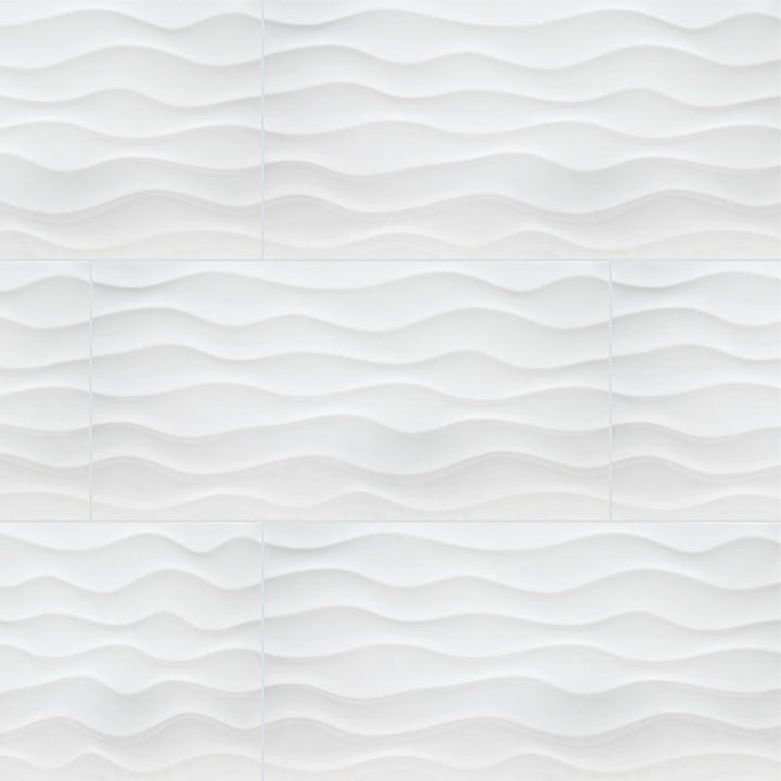 Dymo Statuary Wavy White, 12" x 24" Ceramic Tile | Backsplash Tile