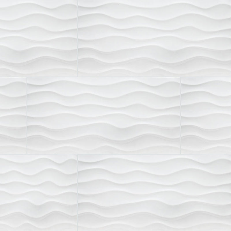 Dymo Wavy White, 12" x 24" Ceramic Tile | Kitchen Backsplash Tile