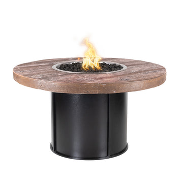 Fresno 60", Wood Grain and Steel Fire Table | The Outdoor Plus 