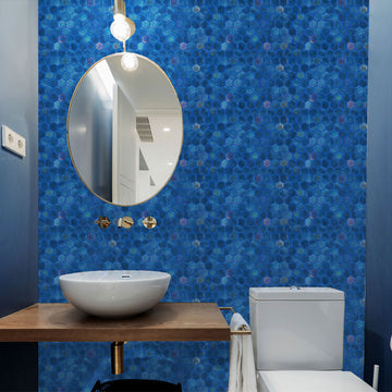 Oceanic, Hexagon Mosaic Glass Tile | Pool, Spa, & Kitchen Tile