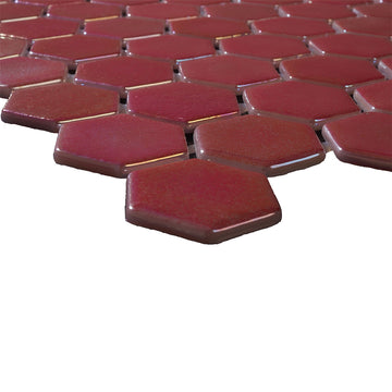 Crimson Reef, Hexagon Mosaic Glass Tile | Pool, Spa, & Kitchen Tile