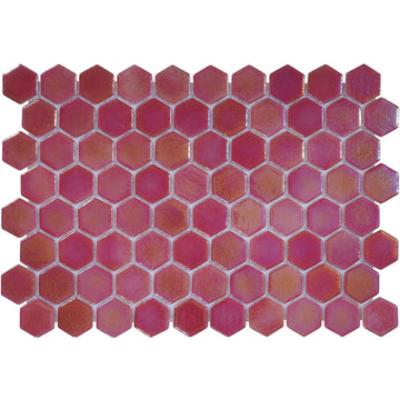 Crimson Reef, Hexagon Mosaic Glass Tile | Pool, Spa, & Kitchen Tile