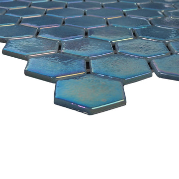 Fish Tail, Hexagon Mosaic Glass Tile | Pool, Spa, & Kitchen Tile