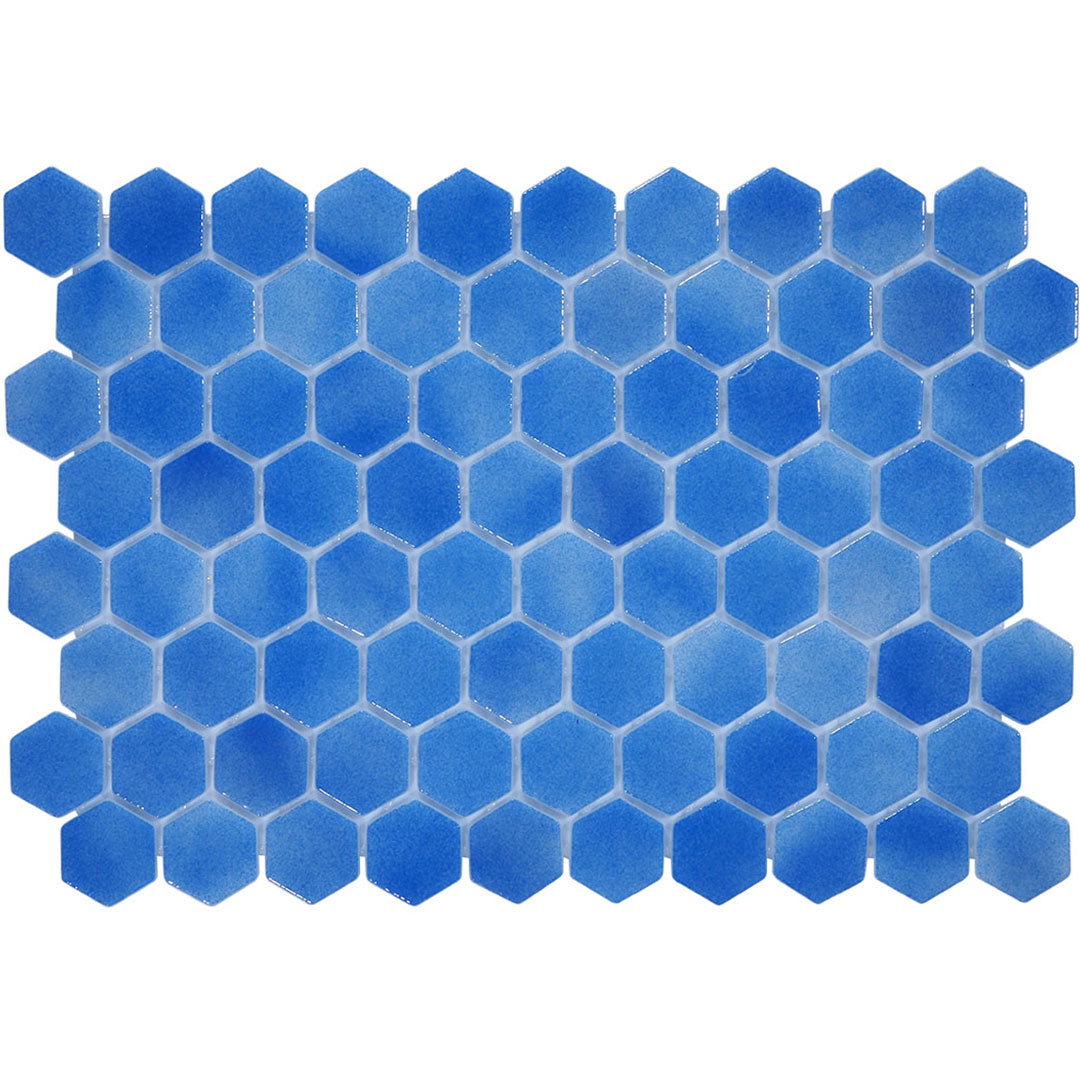 Indigo Ebb, Hexagon Mosaic Glass Tile | Pool, Spa, & Kitchen Tile ...