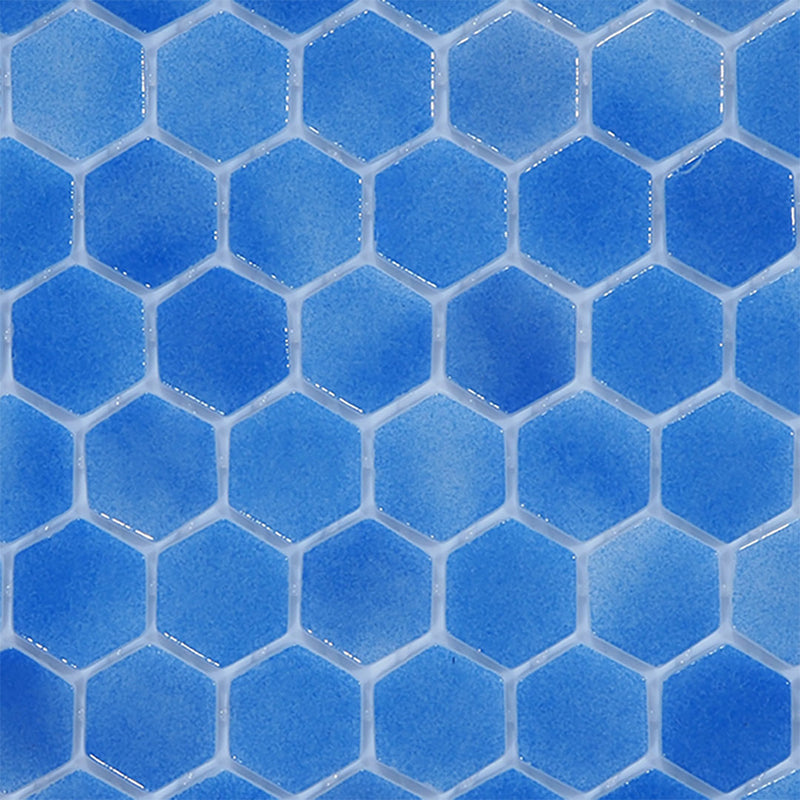 Indigo Ebb, Hexagon Mosaic Glass Tile | Pool, Spa, & Kitchen Tile ...