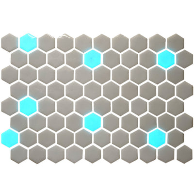 Misty Harbor, Hexagon Mosaic Glass Tile | Pool, Spa, & Kitchen Tile