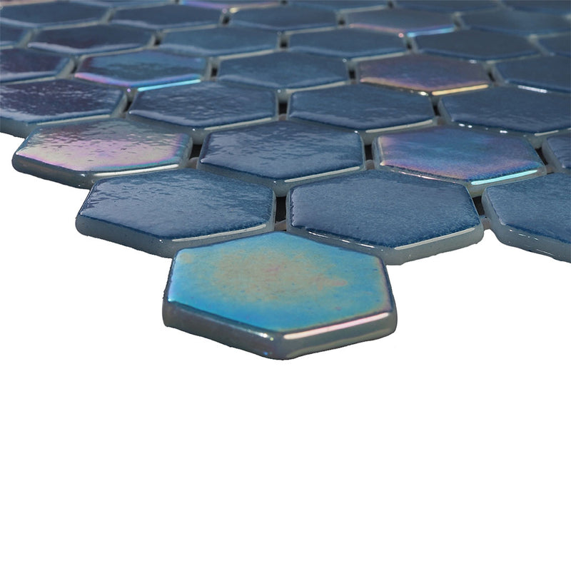 Oceanic, Hexagon Mosaic Glass Tile | Pool, Spa, & Kitchen Tile