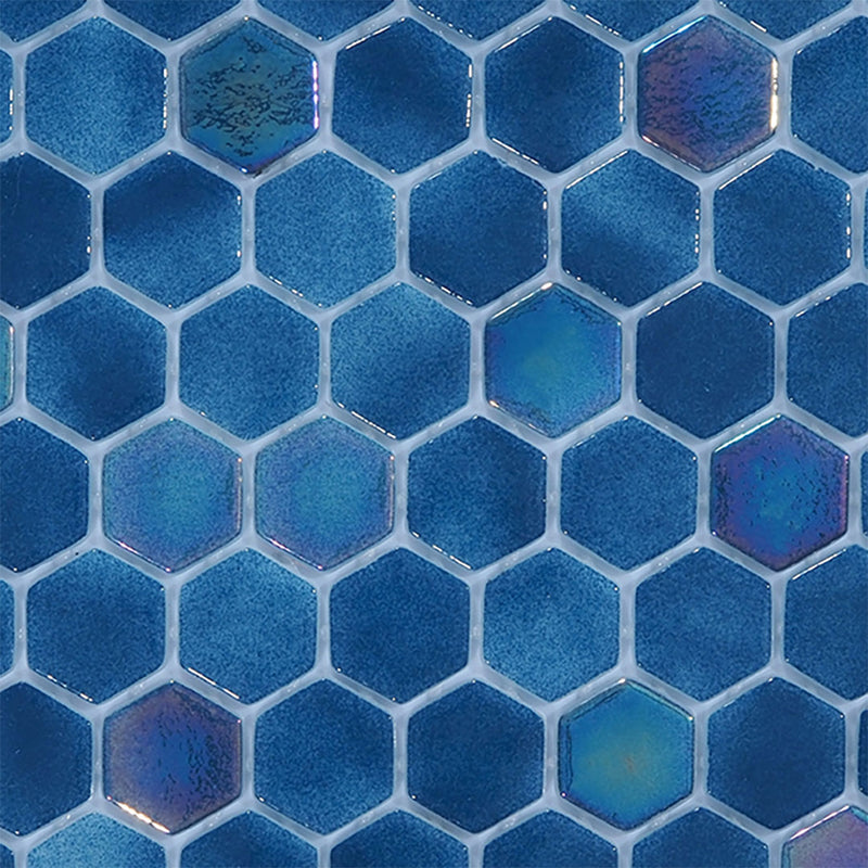 Oceanic, Hexagon Mosaic Glass Tile | Pool, Spa, & Kitchen Tile