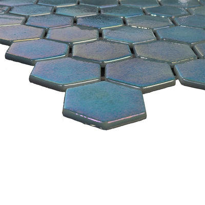 Pacific Mist, Hexagon Mosaic Glass Tile | Pool, Spa, & Kitchen Tile