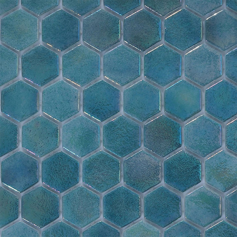 Pacific Mist, Hexagon Mosaic Glass Tile | Pool, Spa, & Kitchen Tile