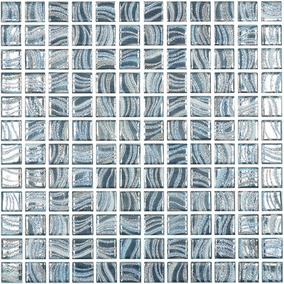 Glitter Blue, 1" x 1" Glass Tile | Mosaic Pool Tile by Vidrepur 