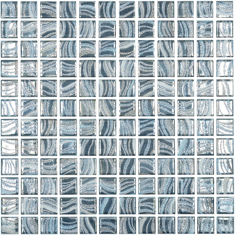 Glitter Blue, 1" x 1" Glass Tile | Mosaic Pool Tile by Vidrepur 