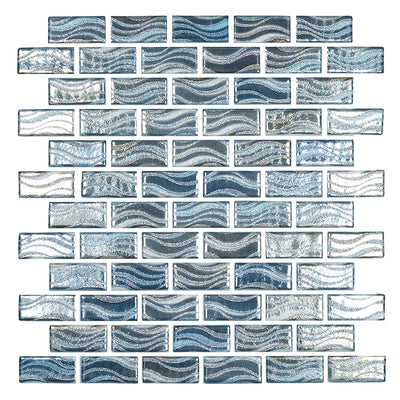 Glitter Blue, 1" x 2" Glass Tile | Mosaic Pool Tile by Vidrepur 