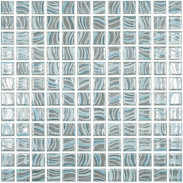 Glitter Grey, 1" x 1" Glass Tile | Mosaic Pool Tile by Vidrepur 